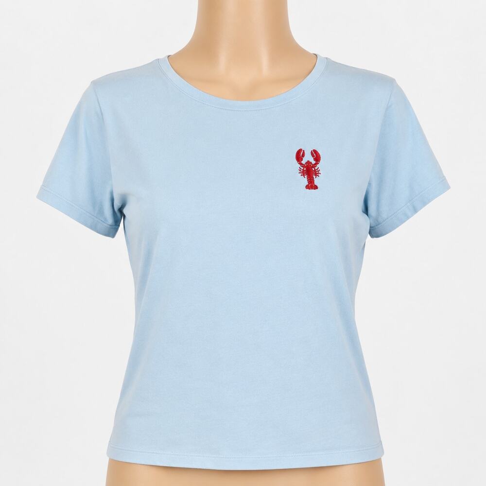 ICONE Par Simons Vision Light Blue Organic Cotton Lobster Graphic T-Shirt  XS